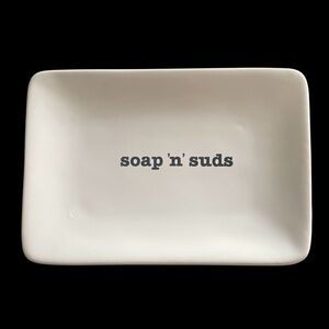 Soap ‘n’ Suds White Ceramic Soap Dish Bathroom Accessory Rectangular Tray NEW